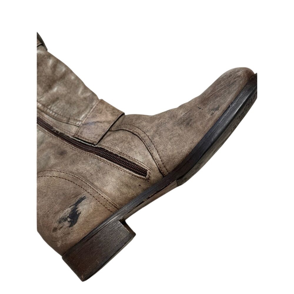ALBERTO FERMANI Knee-High Boots Buckled Moto Sz. 38.5‎ EU 8 US Taupe Brown ITALY - Picture 10 of 15